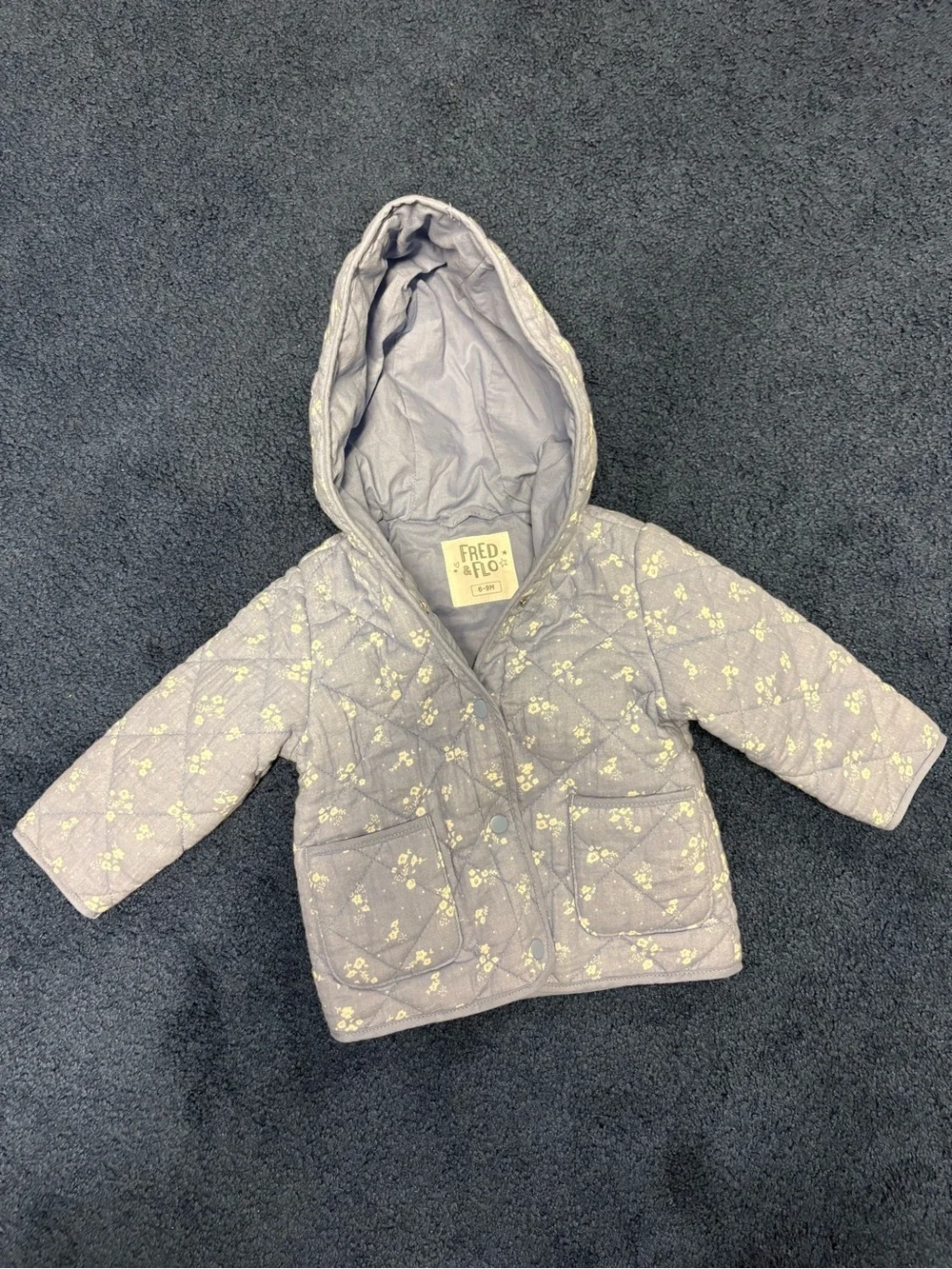 Lilac Blue Floral Quilted Jacket - Kids